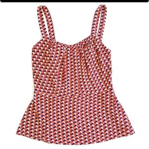 Cabi Geometric Smocked Peplum Tank